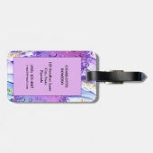 Lila Wassertropfen | Blue and White Ombre Gepäckanhänger (Rückseite horizontal)