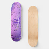 Lila Wassertropfen | Blue and White Ombre Skateboard (Vorderseite)