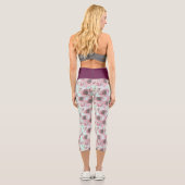 Lila Waste Blumendruckblauer Yoga Pants Capri Leggings (Rückseite)