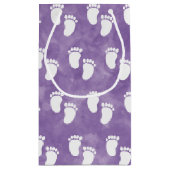 Lila Watercolor Baby Shooting Footprint Muster Kleine Geschenktüte (Rückseite)