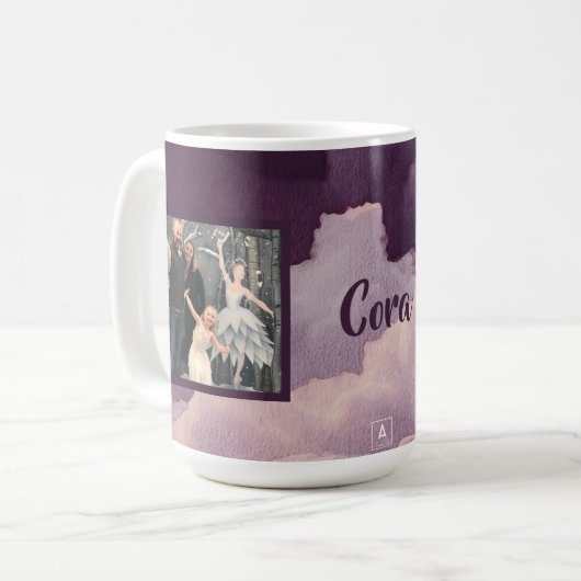 Lila Watercolor bewölkt Foto zwei Kaffeetasse (Vorderseite Links)