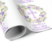 Lila Watercolor-Blumenmädchen-erste heilige Geschenkpapier (Rolleneckpunkt)