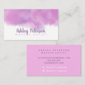 Lila Watercolor Brushstroke-Make-uptypographie Visitenkarte (Vorne/Hinten)