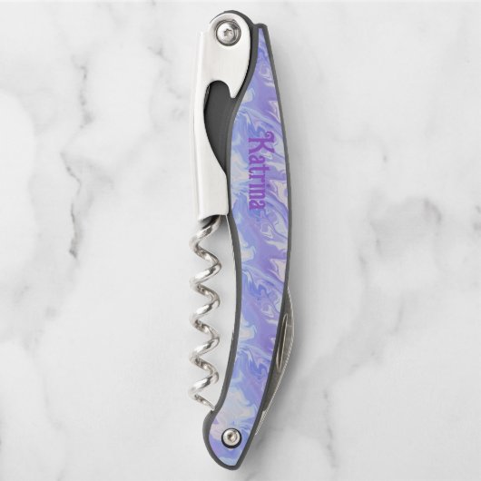 Lila Watercolor-Design Personalisiert Kellnermesser (Vorderseite)