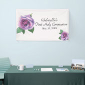 Lila Watercolor-erste heilige Kommunions-Fahne Banner (Messeveranstaltung)