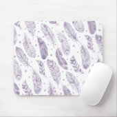 Lila Watercolor-Feder-Stammes- Muster Mousepad (Mit Mouse)