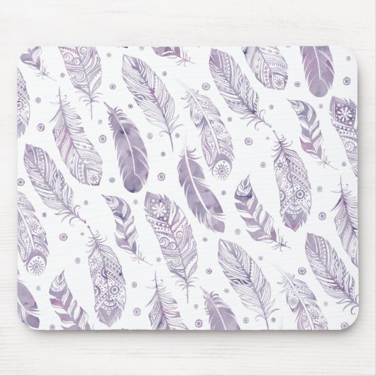 Lila Watercolor-Feder-Stammes- Muster Mousepad (Vorne)