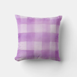 Lila Watercolor Gingham Kariert Throw Kissen