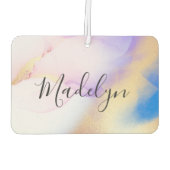 Lila Watercolor Gold Luxus Personalisiert Autolufterfrischer (Rückseite)
