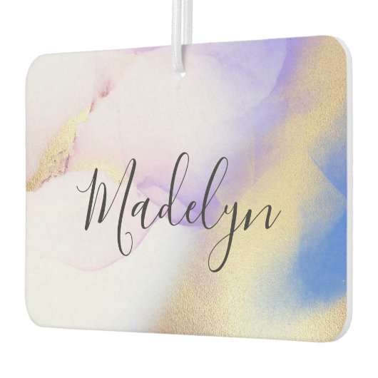 Lila Watercolor Gold Luxus Personalisiert Autolufterfrischer (Links)