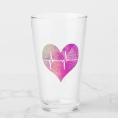 Lila Watercolor-Herz EKG Glas (Vorderseite)