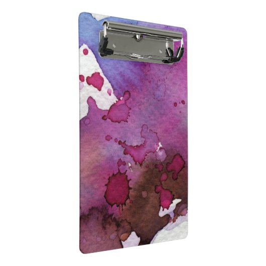 Lila Watercolor-Hintergrund Mini Klemmbrett (Schrägansicht)