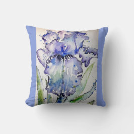 Lila Watercolor Iris Iris Bloral Art Cushion Kissen