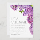 Lila Watercolor Lilac Blume Altersvorsorge-Party Einladung (Vorderseite)