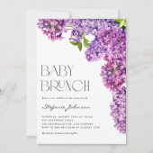 Lila Watercolor Lilac Blume BabyBrunch Einladung (Vorderseite)