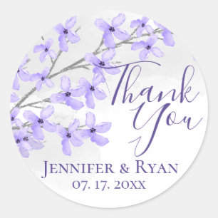 Lila Watercolor Lilac Vielen Dank Runder Aufkleber