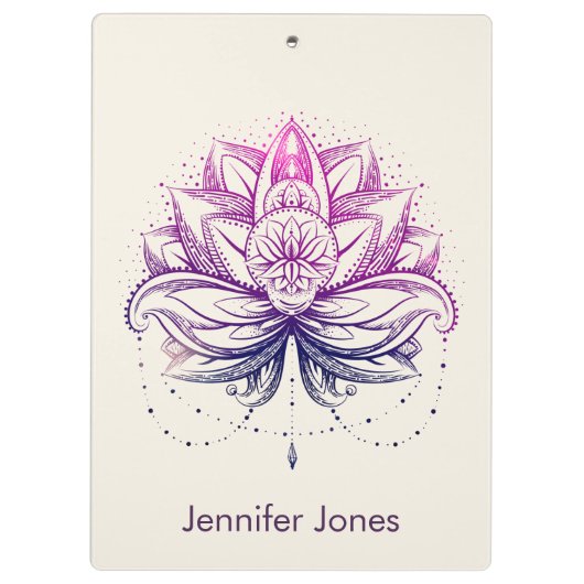 Lila Watercolor-Lotos-/Lilien-Blume Klemmbrett (Rückseite)