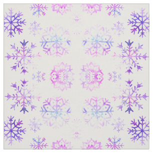 Lila Watercolor-Schneeflocke-Weihnachtsentwurf Stoff