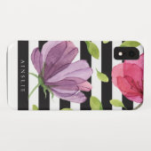 Lila Watercolor-schwarzes Streifen-mit Case-Mate iPhone Hülle (Rückseite (Horizontal))