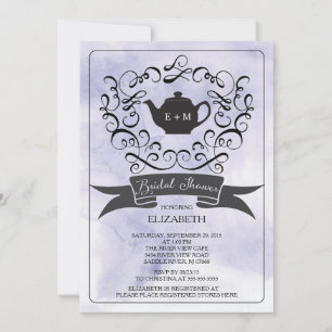 Lila Watercolor-Tee-Brautparty-Einladung Einladung