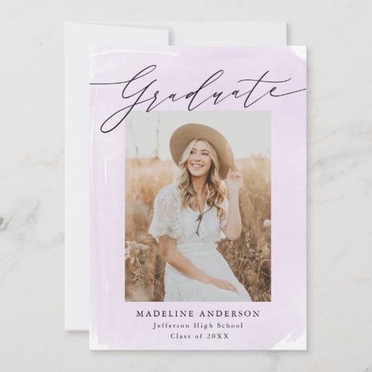 Lila Watercolor Wash 4 Foto Abschluss Ankündigung (Vorderseite)