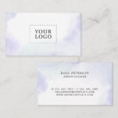 Lila Watercolor Wash Minimal-Logo-Visitenkarte Visitenkarte (Vorne/Hinten)