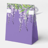 Lila Watercolor Wisteria Blume on Lavendel Geschenkschachtel (Rückseite)