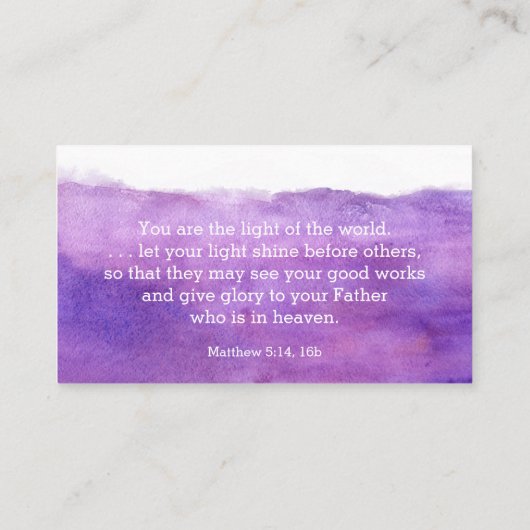 Lila Watercolorkarte - Pastor, Kirche, Ministerium Visitenkarte (Rückseite)