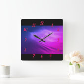 Lila Waves Quadratische Wanduhr (Zuhause)