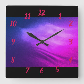 Lila Waves Quadratische Wanduhr