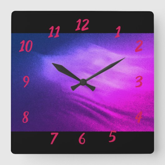 Lila Waves Quadratische Wanduhr (Vorderseite)
