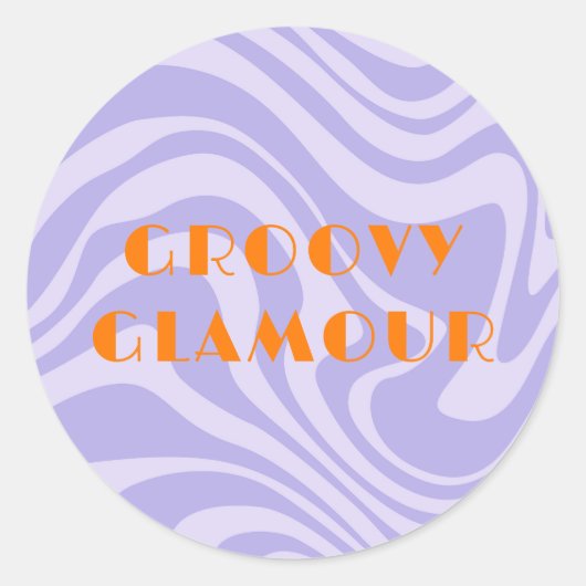 Lila Waves Retro Runder Aufkleber (Vorderseite)