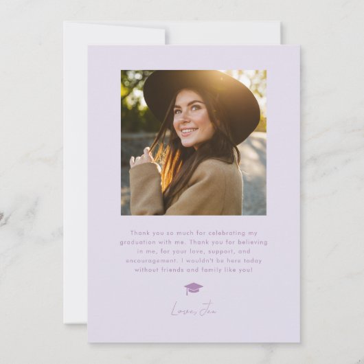 Lila Wavy Frame Abschluss Vielen Dank Ankündigung (Rückseite)