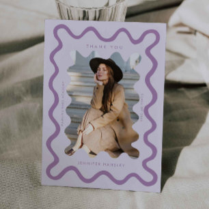 Lila Wavy Frame Abschluss Vielen Dank Ankündigung