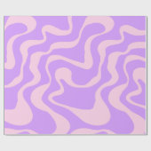 Lila Wavy Muster Retro Wrapping Paper Geschenkpapier (Flach)