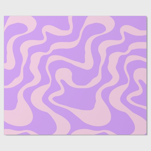 Lila Wavy Muster Retro Wrapping Paper Geschenkpapier (Flach)