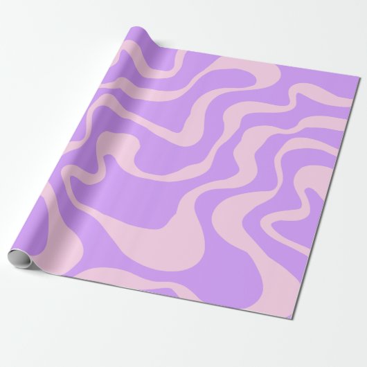 Lila Wavy Muster Retro Wrapping Paper Geschenkpapier (Ungerollt)
