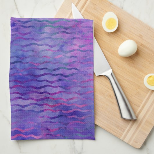 Lila Wavy Strips Geschirrtuch (Viertel Falte)