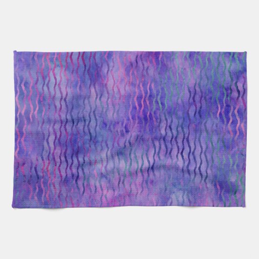 Lila Wavy Strips Geschirrtuch (Horizontal)