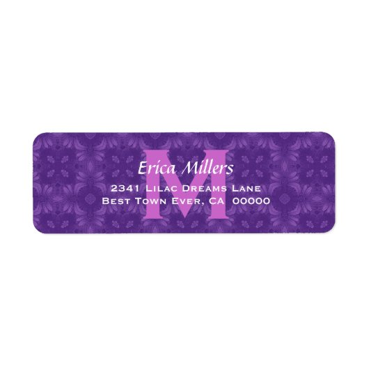 Lila Wedding Monogram Address Label V10 (Vorne)