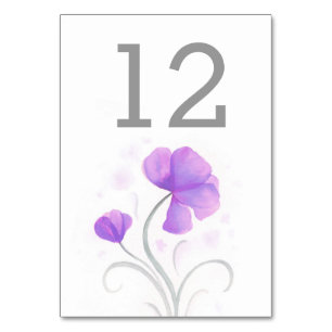 Lila wedding Tischnummer der Watercolor-Wildblume