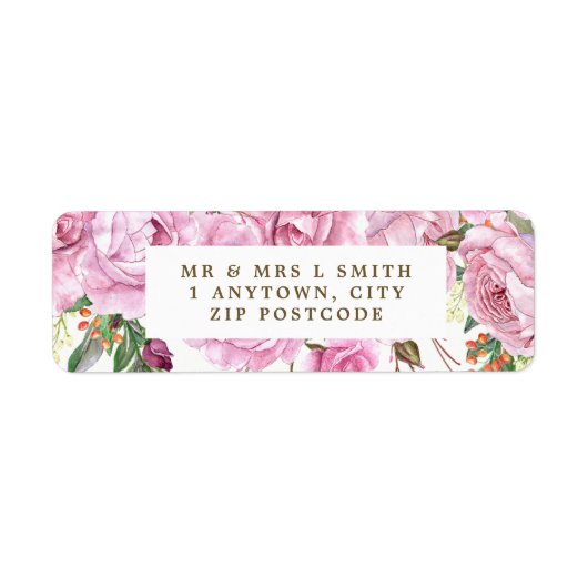 lila wedding usw.-Rücksendeadresseblumenaufkleber (Vorne)
