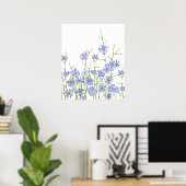 lila Wegwarte Wasserfarbe Poster (Heimbüro)