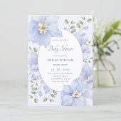 Lila weiche Blume Blüte Babydusche Einladung (Stehend Vorderseite)