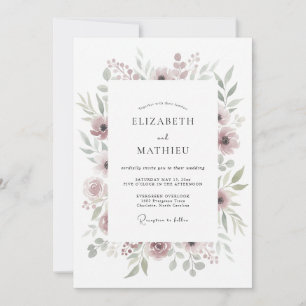 Lila weiche botanische romantische Hochzeit Einladung