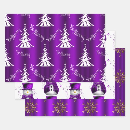 Lila Weihnachten Geschenkpapier Set (Set)