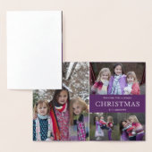 Lila Weihnachts-FotoCollage Folienkarte (Anzeige)
