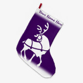 Lila Weihnachts-Strumpf Custom Reindeer Strumpf Großer Weihnachtsstrumpf (Vorderansicht (hängend))