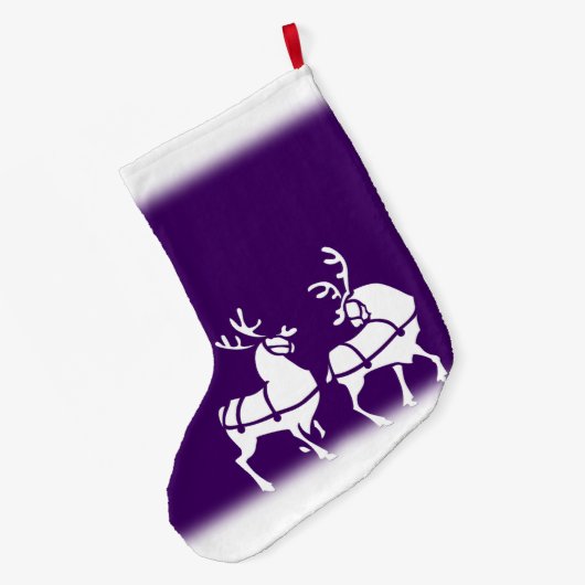 Lila Weihnachts-Strumpf Custom Reindeer Strumpf Großer Weihnachtsstrumpf (Rückseite (Hängend))