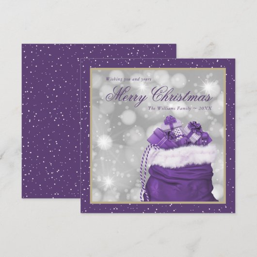 Lila Weihnachts-Weihnachtskarten Feiertagskarte (Vorne/Hinten)